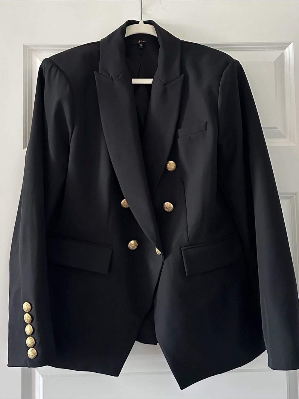 Quince Captain’s Convertible Black Blazer Women's  Double-Breasted Blazer XL - Picture 4 of 6